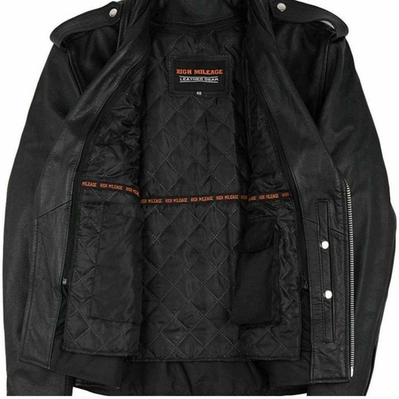 Men's "NEW" Leather Biker Jacket, Gold Eagle, "Live To Ride - Ride To Live" XL - Picture 4 of 4